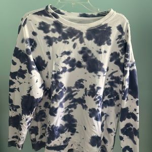 White and Navy Blue Tie Die Hollister Crew Neck